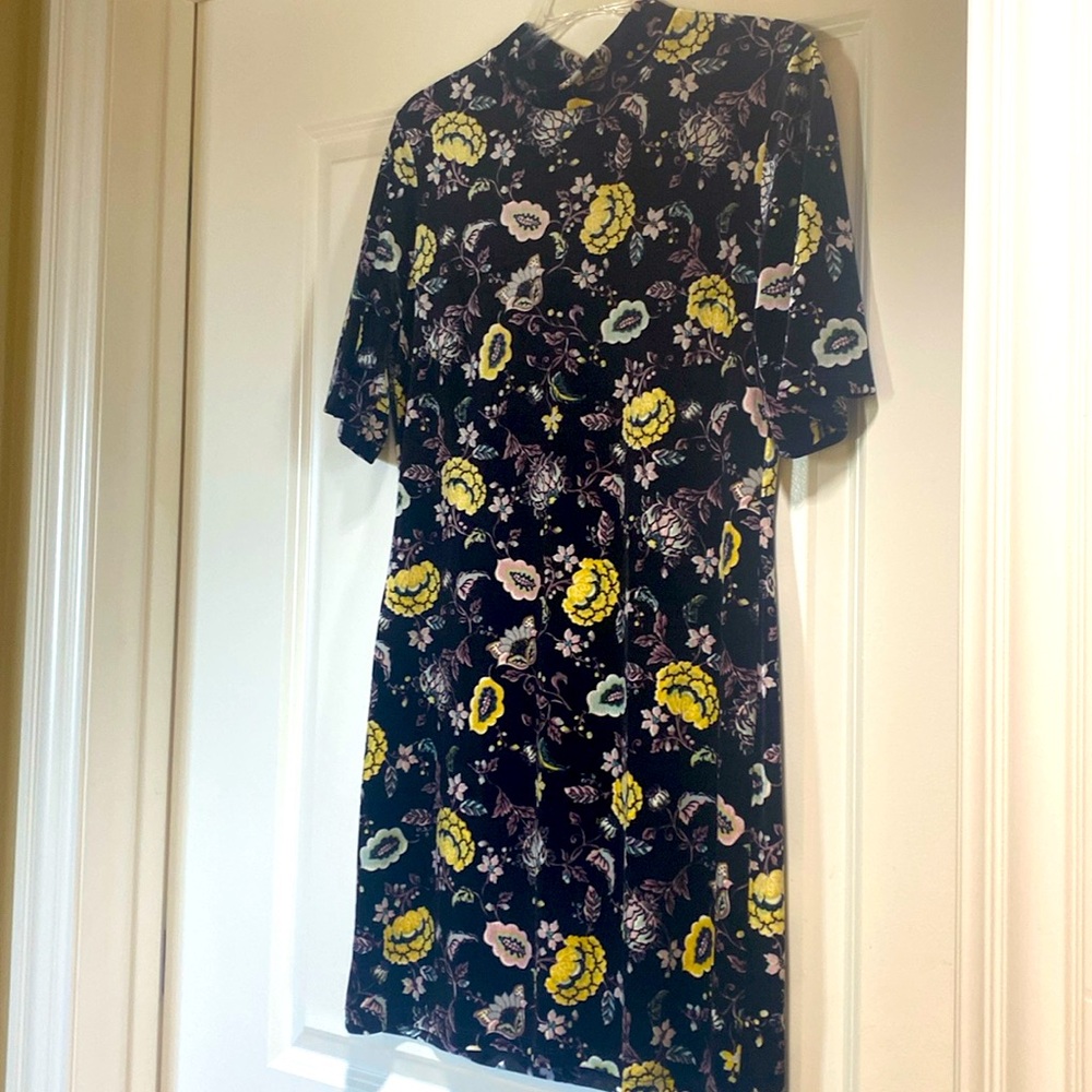 Current + Project Black Floral Velvet Dress, sz L
